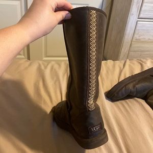 Ugg Womens Ultimate Braid Genuine Shearling Lined Sheepskin Tall Boots